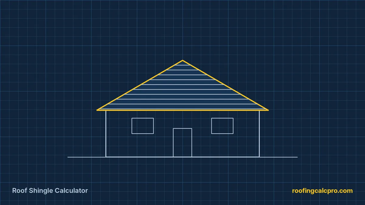 Roof Shingle Calculator diagram showing shingle courses on a gable roof